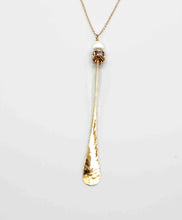 Load image into Gallery viewer, Long Pillar Necklace with pearl and Swarovski side detail
