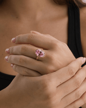 Load image into Gallery viewer, Sterling Silver Oval Cut Pink Sapphire CZ Cocktail Ring
