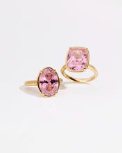 Load image into Gallery viewer, Sterling Silver Oval Cut Pink Sapphire CZ Cocktail Ring
