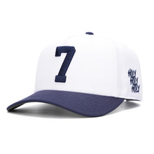 Load image into Gallery viewer, ‘7’ Premium SnapBack - White/Navy - DON GREAT
