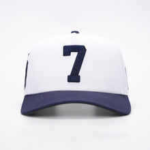 Load image into Gallery viewer, ‘7’ Premium SnapBack - White/Navy - DON GREAT
