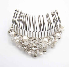 Load image into Gallery viewer, The Princess Bridal tiara hair comb (Silver Rhinestone and Pearl)
