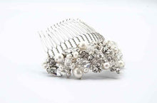 Load image into Gallery viewer, The Princess Bridal tiara hair comb (Silver Rhinestone and Pearl)
