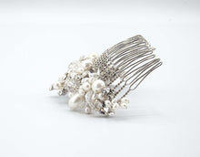 Load image into Gallery viewer, The Princess Bridal tiara hair comb (Silver Rhinestone and Pearl)
