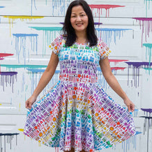 Load image into Gallery viewer, Adult "Smarty Paints" Rainbow Art Supplies Super Twirler Dress with Pockets

