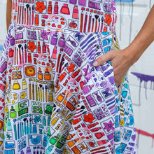 Load image into Gallery viewer, Adult "Smarty Paints" Rainbow Art Supplies Super Twirler Dress with Pockets
