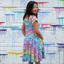 Load image into Gallery viewer, Adult "Smarty Paints" Rainbow Art Supplies Super Twirler Dress with Pockets
