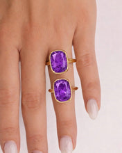 Load image into Gallery viewer, Sterling Silver Elongated Cushion Amethyst CZ Cocktail Ring
