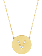 Load image into Gallery viewer, 14K Gold Plated Sterling Silver CZ Round Initial Necklace

