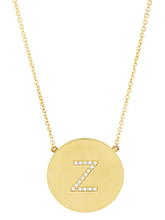 Load image into Gallery viewer, 14K Gold Plated Sterling Silver CZ Round Initial Necklace
